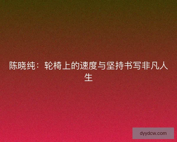 陈晓纯：轮椅上的速度与坚持书写非凡人生